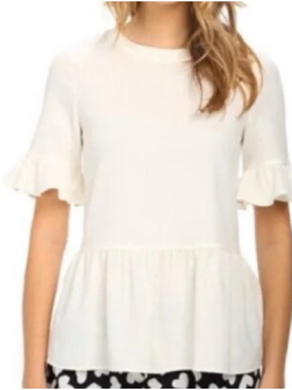 kate spade Cream Linda Ruffle Sleeve Peblum Blouse